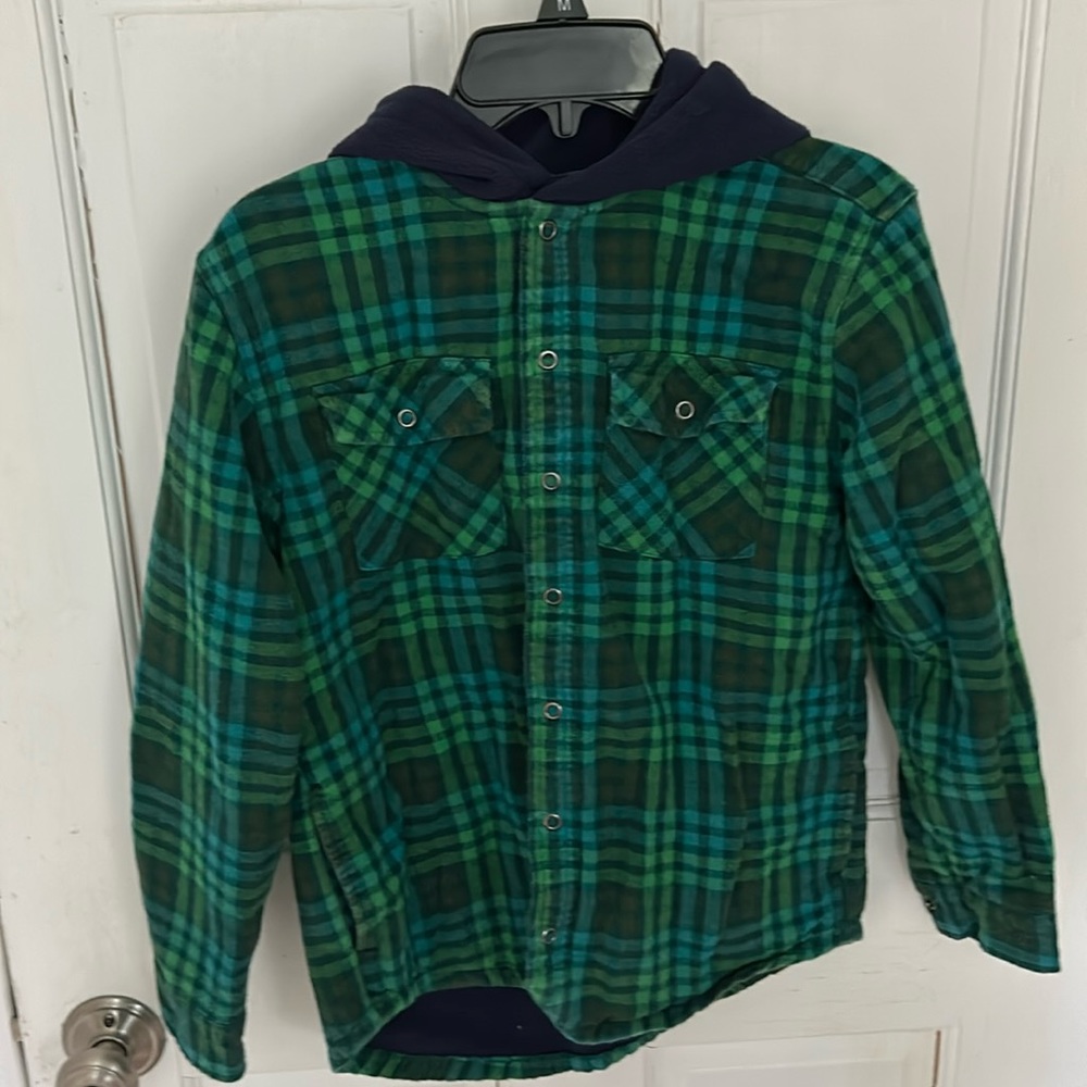 LL bean fleece lined hooded flannel . Gently worn